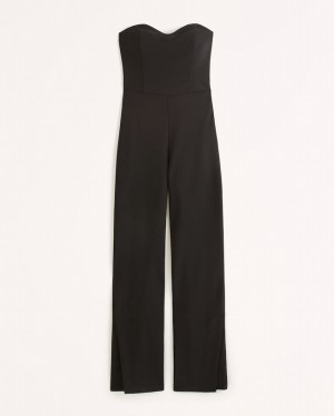 Abercrombie Strapless Crepe Sweetheart Jumpsuit Dam Svarta | 8524-VGNPJ