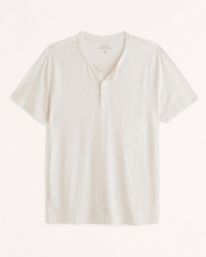 Abercrombie Summer Linen-blend Henley T-shirt Herr Vita | 0542-PSZTL