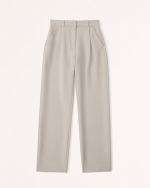 Abercrombie Tailored Relaxed Straight Byxor Dam LjusGrå Bruna | 9073-YBLGW