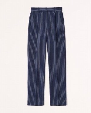 Abercrombie Tailored Relaxed Straight Byxor Dam Marinblå | 3017-DCUZX