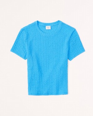 Abercrombie Textured Baby T-shirt Dam Blå | 1537-KNBYD