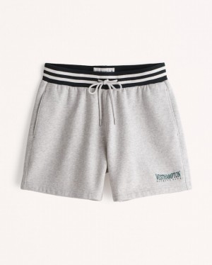 Abercrombie Tipped Graphic Fleece Shorts Herr LjusGrå | 4927-MVRTP