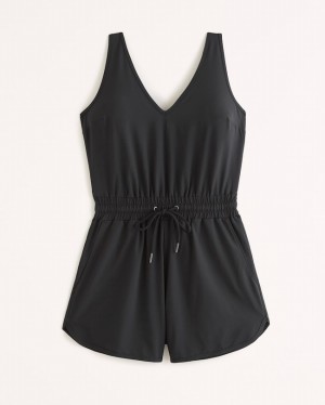 Abercrombie Traveler V-neck Romper Klänning Dam Svarta | 9261-BRACW