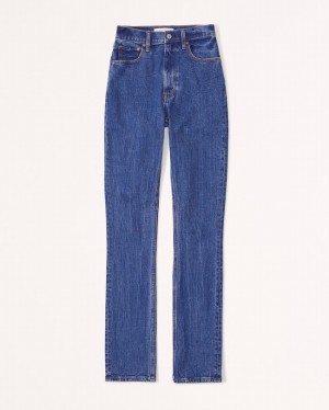 Abercrombie Ultra High Rise 90s Slim Straight Jeans Dam Marinblå | 4270-GDZPS