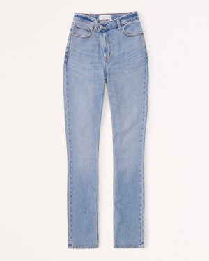 Abercrombie Ultra High Rise 90s Slim Straight Jeans Dam Blå | 6351-JFCPA