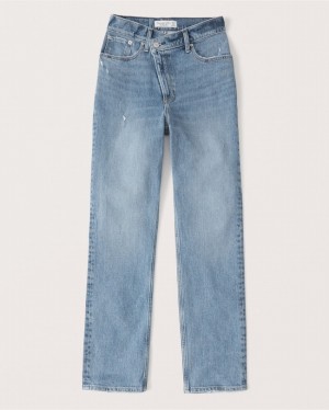 Abercrombie Ultra High Rise 90s Straight Jeans Dam Blå | 8790-CTDBH