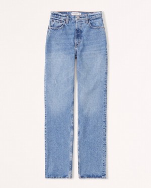 Abercrombie Ultra High Rise 90s Straight Jeans Dam Blå | 7062-CHVMB