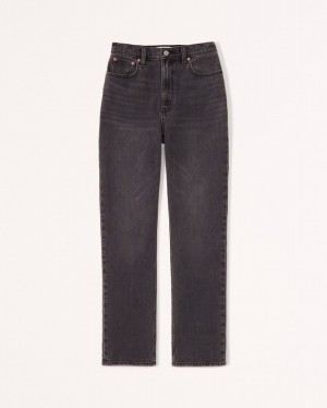 Abercrombie Ultra High Rise 90s Straight Jeans Dam Svarta | 7209-JBKLV