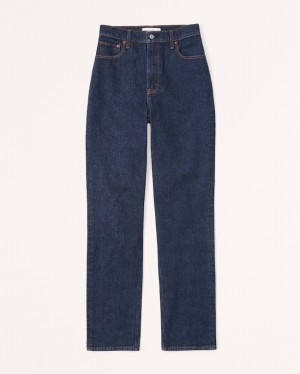 Abercrombie Ultra High Rise 90s Straight Jeans Dam Marinblå | 3089-CYEJO