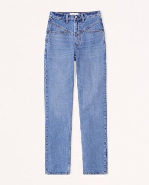 Abercrombie Ultra High Rise 90s Straight Jeans Dam Blå | 3027-NQFLT