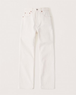 Abercrombie Ultra High Rise Ankle Straight Jeans Dam Grädde | 1239-FSAUH