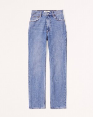 Abercrombie Ultra High Rise Ankle Straight Jeans Dam Blå | 3924-KIHAJ