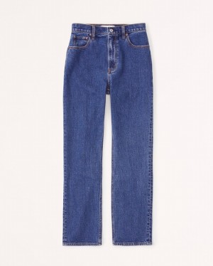 Abercrombie Ultra High Rise Ankle Straight Jeans Dam Blå | 7341-OJAFS