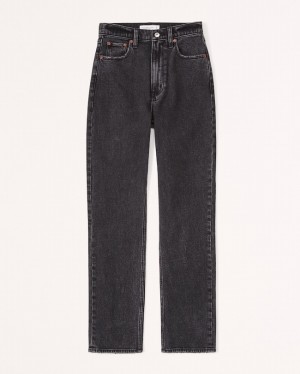 Abercrombie Ultra High Rise Ankle Straight Jeans Dam Svarta | 8516-ACBSF