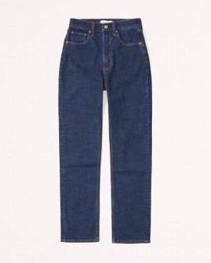 Abercrombie Ultra High Rise Ankle Straight Jeans Dam Marinblå | 9708-MKRYA