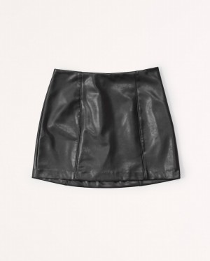 Abercrombie Veganska Leather Mini Kjolar Dam Svarta | 0739-PCGKJ