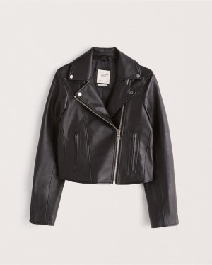 Abercrombie Veganska Leather Moto Jackor Dam Svarta | 1790-TMVFJ