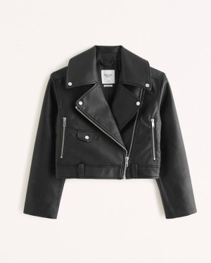 Abercrombie Veganska Leather Moto Jackor Dam Svarta | 3209-MCRJL