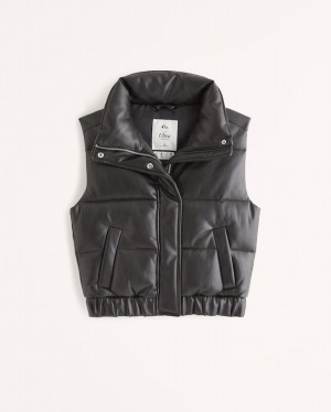 Abercrombie Veganska Leather Ultra Puffer Jackor Dam Svarta | 7145-UBXWD