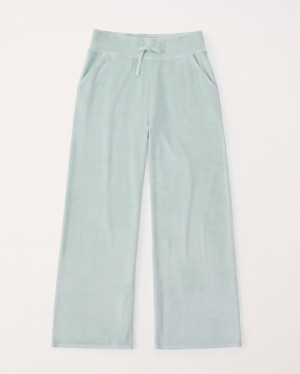 Abercrombie Velour Wide Legs Sweatpants Tjej LjusGröna | 8709-BTGZU