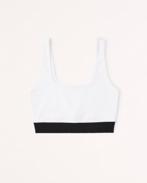 Abercrombie Vol. 28 Ultra Cropped Scoopneck Linnen Dam Vita | 1652-QFCGW