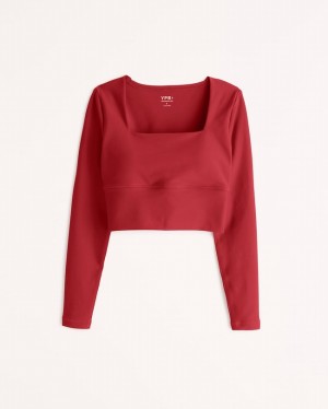 Abercrombie Ypb Sculptlux Long-sleeve Slim Squareneck Set Dam Röda | 2068-SLFYA