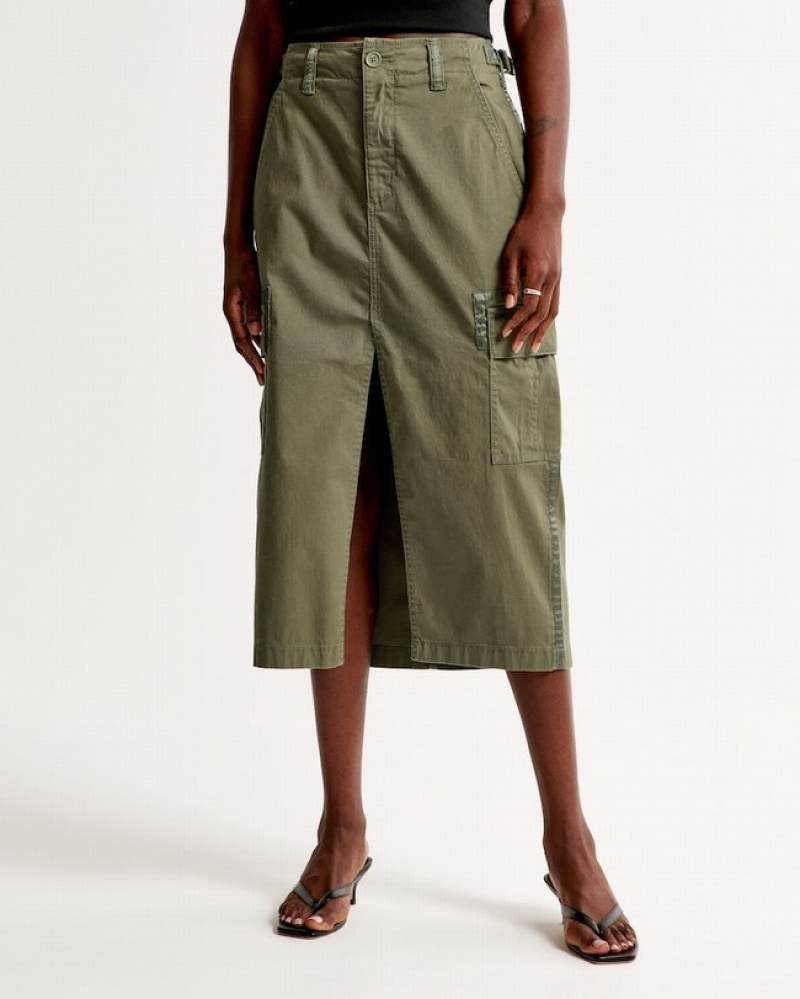 Abercrombie 2000s Cargo Midi Kjolar Dam Olivgröna  | 8629-JQUCO