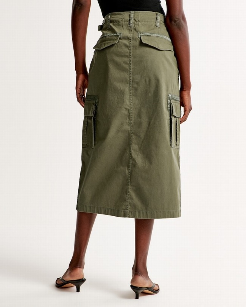 Abercrombie 2000s Cargo Midi Kjolar Dam Olivgröna  | 8629-JQUCO