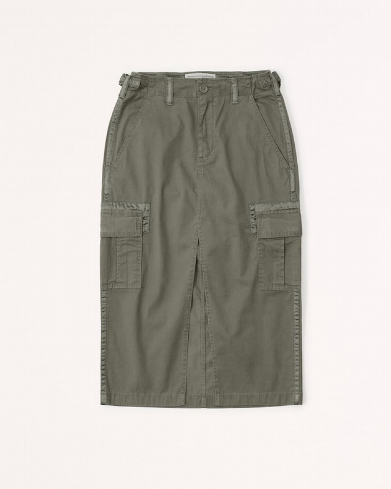 Abercrombie 2000s Cargo Midi Kjolar Dam Olivgröna  | 8629-JQUCO