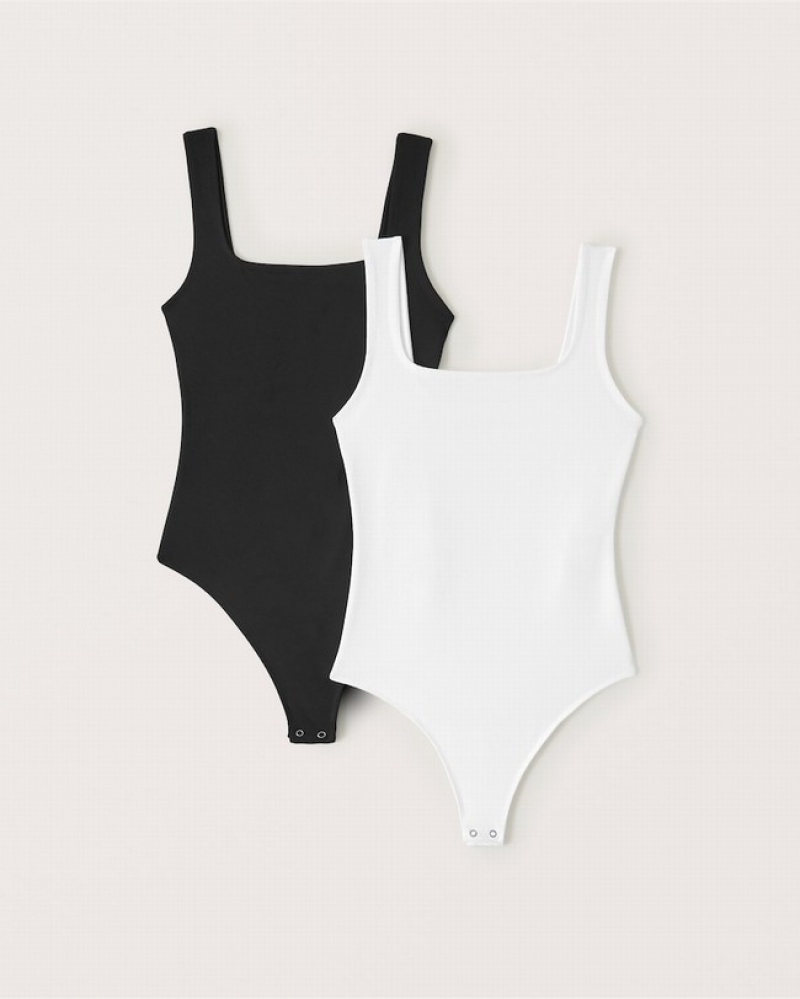 Abercrombie 2-pack Seamless Fabric Bodysuit Dam Svarta Vita  | 3691-LCPAM