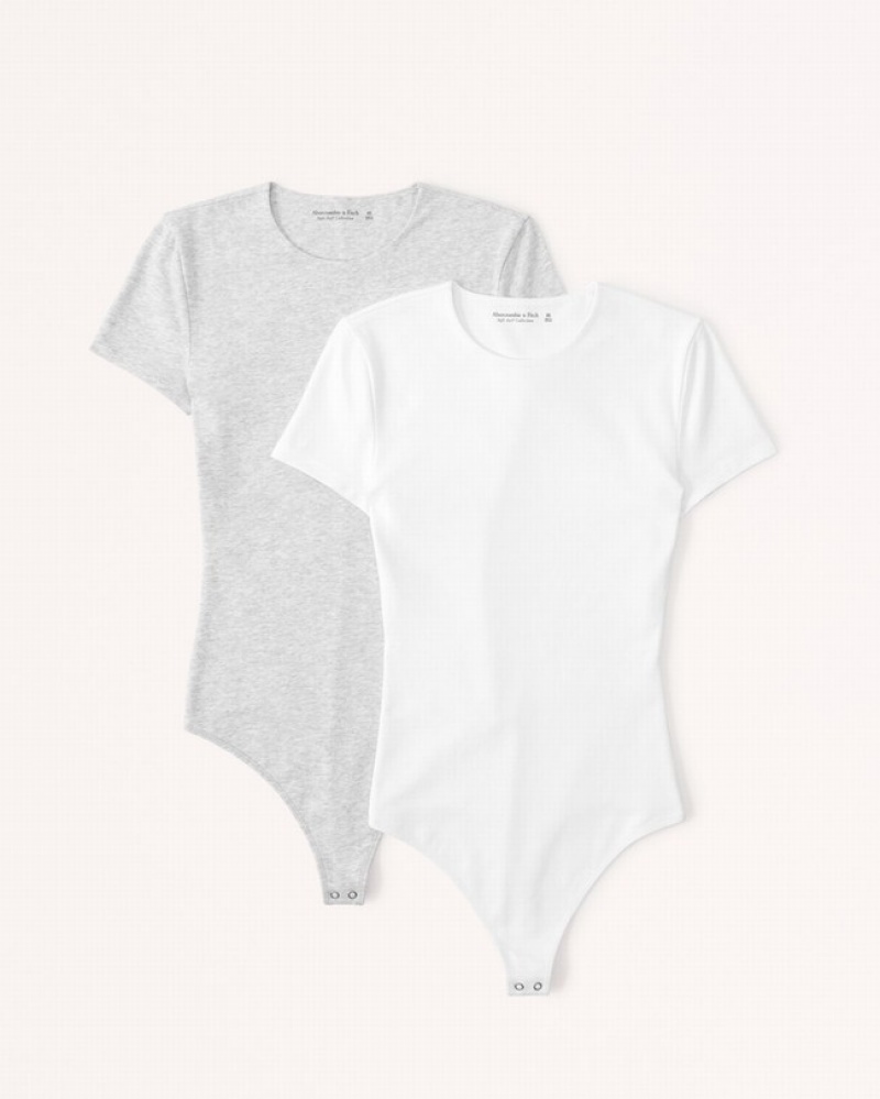 Abercrombie 2-pack-sleeve Bodysuit Dam LjusGrå Olika Färger  | 3290-NAWMS