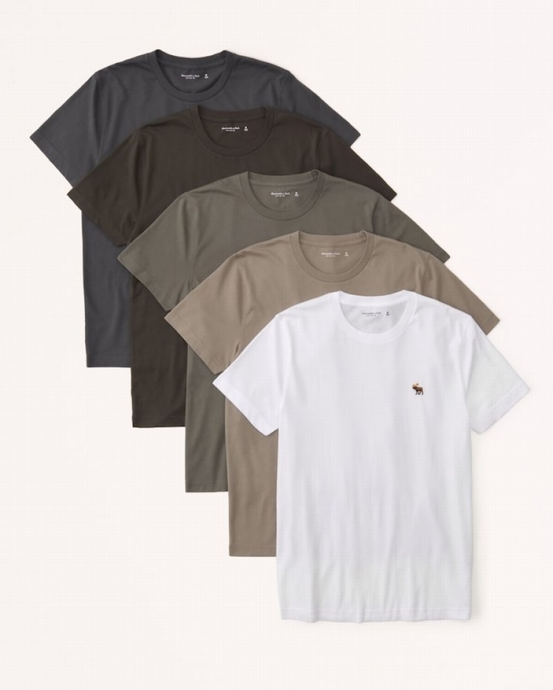 Abercrombie 5-pack Signature Icon T-shirt Herr Olika Färger  | 4186-ELFSC