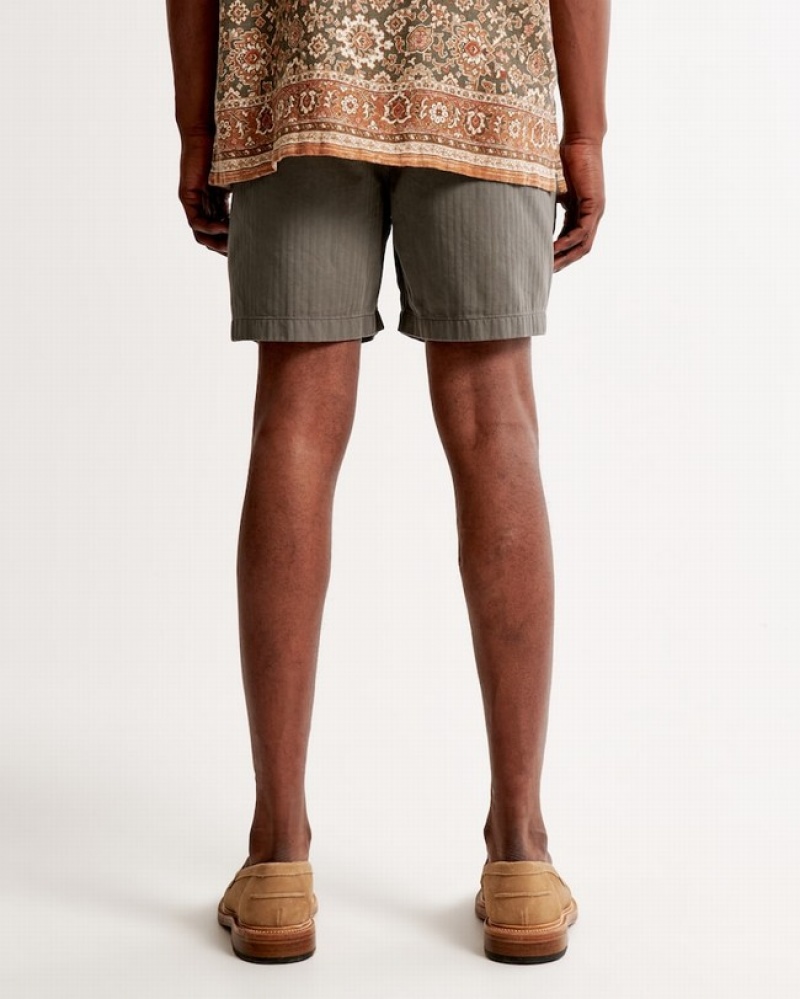 Abercrombie 6 Inch Herringbone Pull-on Shorts Herr Grå  | 7294-NIMGP