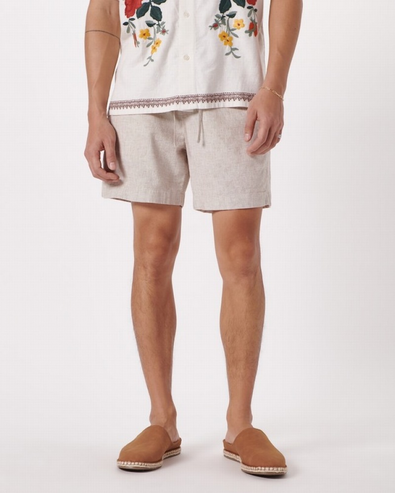 Abercrombie 6 Inch Linen-blend Pull-on Shorts Herr LjusKhaki  | 4158-IBGUF