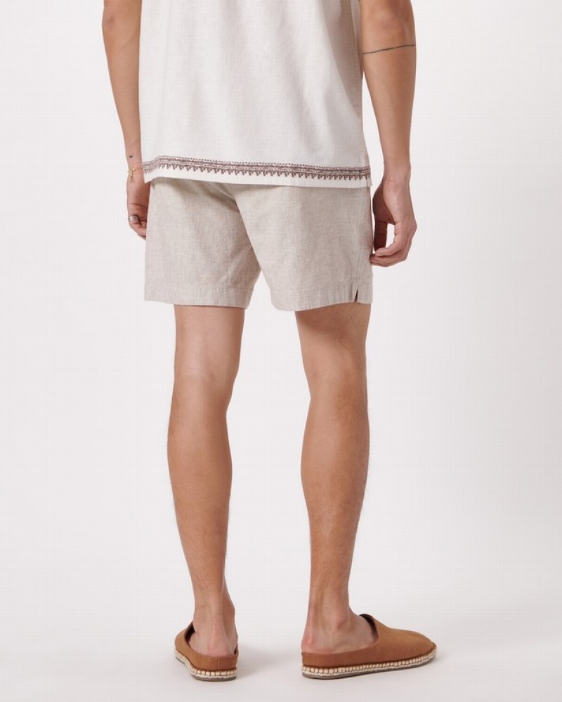 Abercrombie 6 Inch Linen-blend Pull-on Shorts Herr LjusKhaki  | 4158-IBGUF