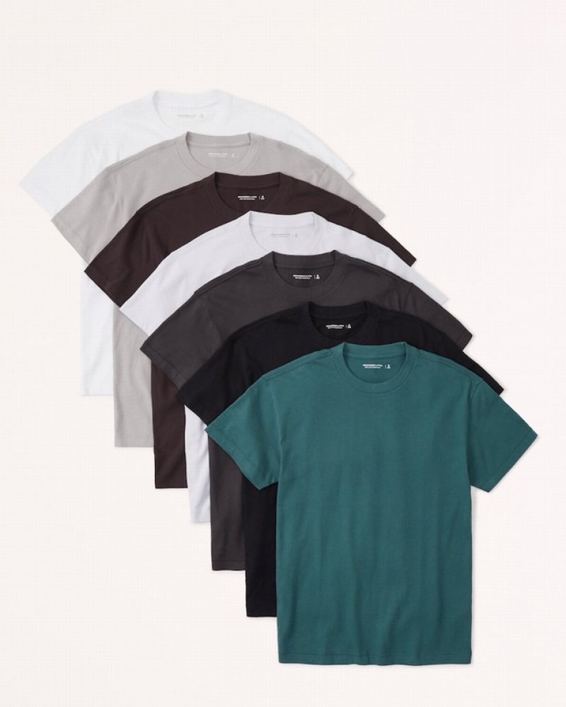 Abercrombie 7-pack Essential T-shirt Herr Blå  | 9641-VYLKX