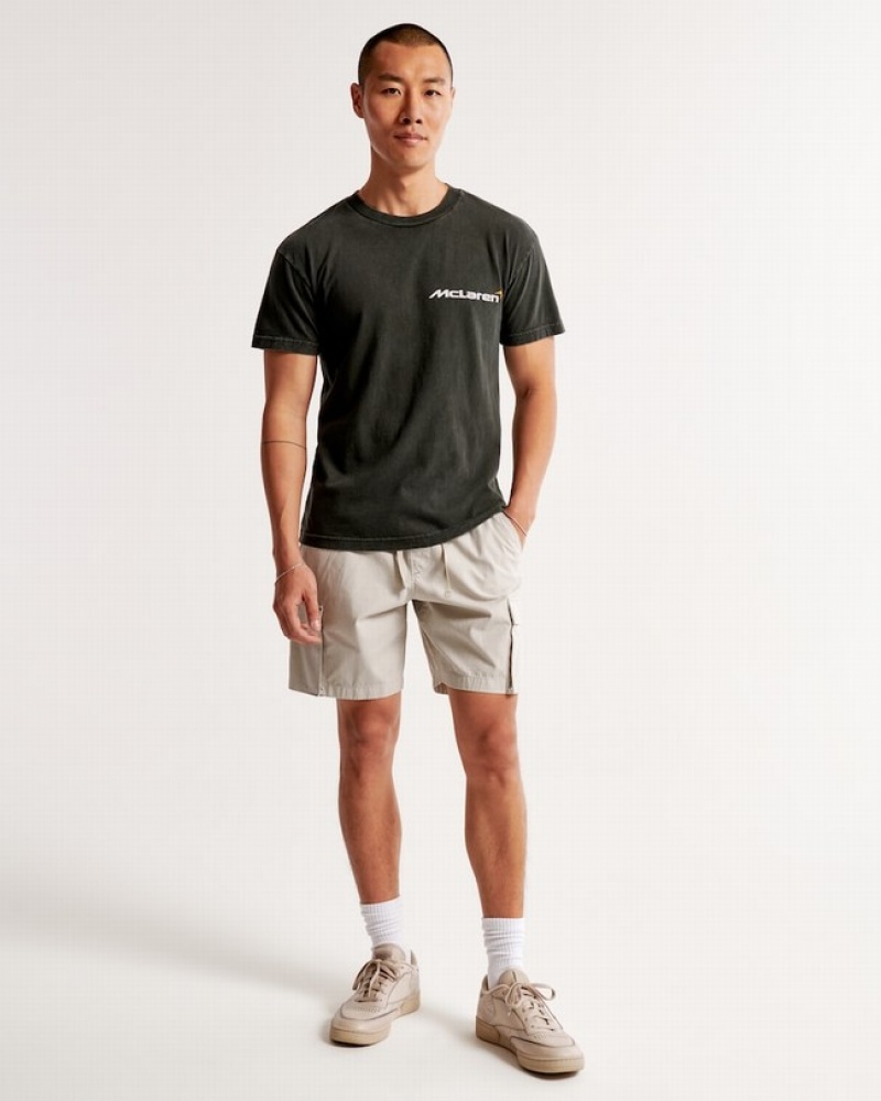 Abercrombie 8 Inch Court Utility Shorts Herr LjusGrå  | 1075-BQSIX