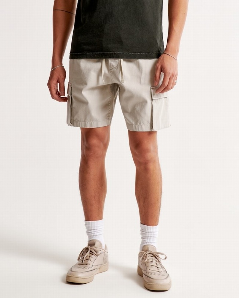 Abercrombie 8 Inch Court Utility Shorts Herr LjusGrå  | 1075-BQSIX