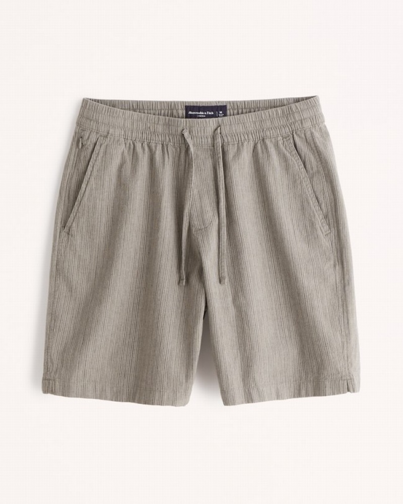 Abercrombie 9 Inch Linen-blend Pull-on Shorts Herr MörkGröna  | 7410-UPHOF