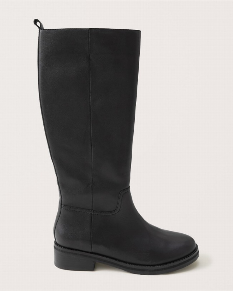 Abercrombie Agra Tall Leather Stövlar Dam Svarta  | 2436-NGIJU