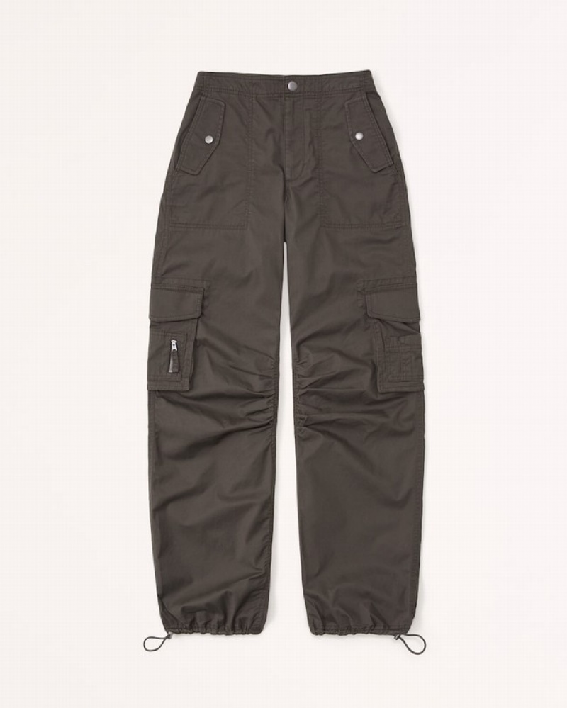 Abercrombie Baggy Cargo Byxor Dam MörkOlivgröna  | 0378-UAFMH