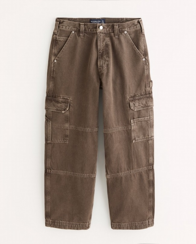 Abercrombie Baggy Cargo Jeans Herr MörkBruna Tvätt  | 0572-BXPUT