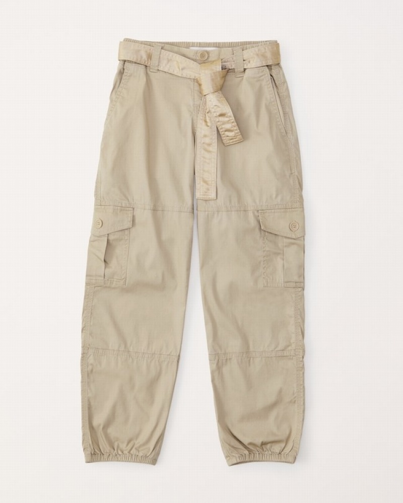 Abercrombie Belted Cargos Byxor Tjej Bruna  | 0362-NMHJF