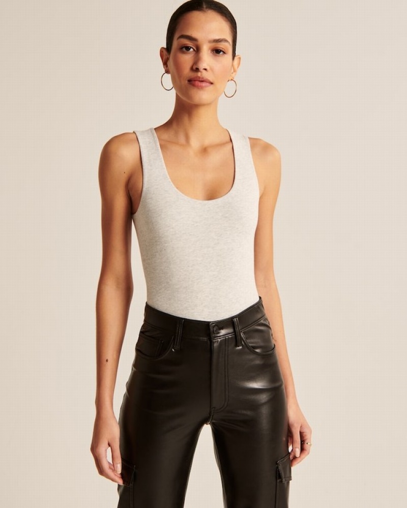 Abercrombie Bomull Seamless Fabric Scoopneck Bodysuit Dam LjusGrå  | 1852-CFNRP