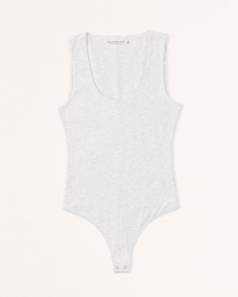 Abercrombie Bomull Seamless Fabric Scoopneck Bodysuit Dam LjusGrå  | 1852-CFNRP