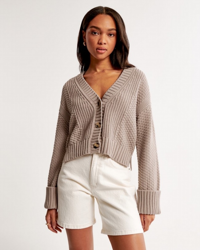 Abercrombie Bomull Seed Stitch Kofta Dam Bruna  | 5168-CTURS