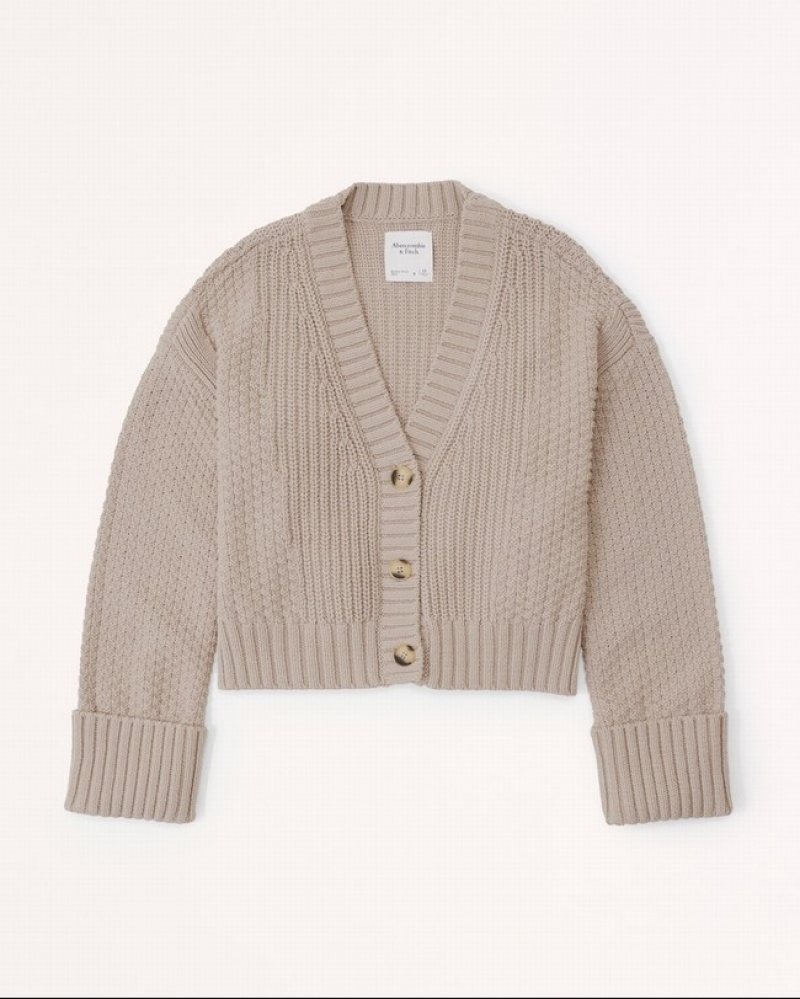 Abercrombie Bomull Seed Stitch Kofta Dam Bruna  | 5168-CTURS