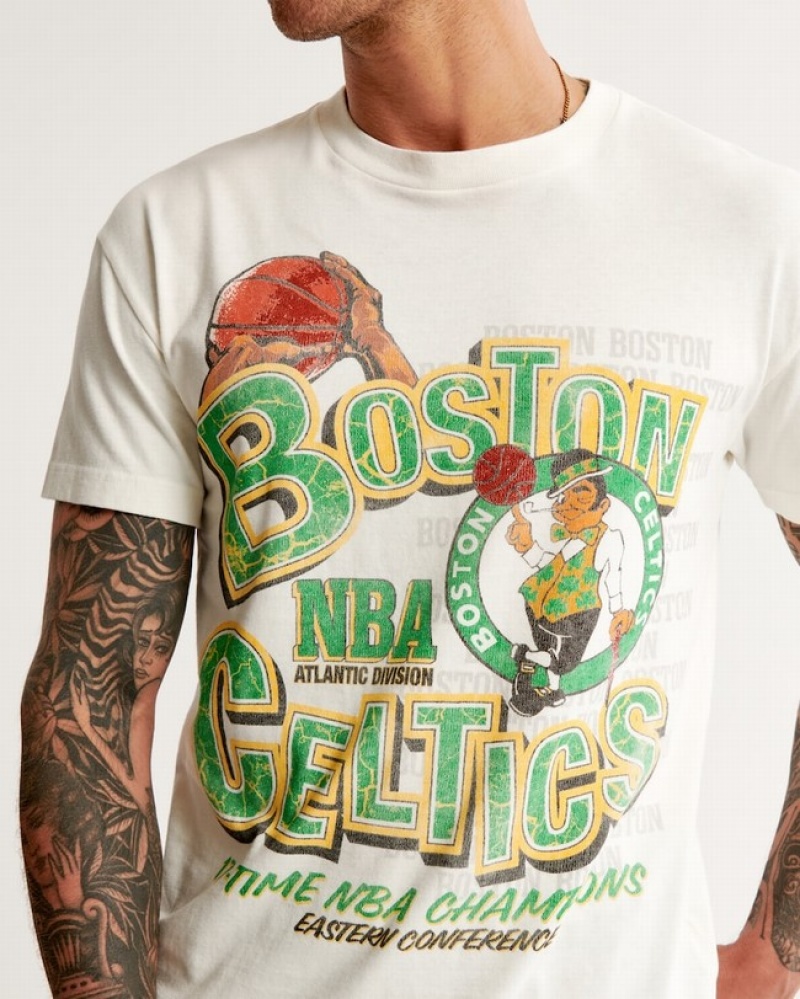 Abercrombie Boston Celtics Graphic T-shirt Herr Vita  | 6710-CKFVM