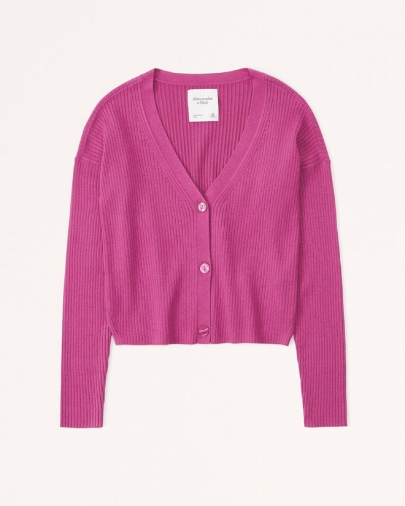 Abercrombie Breda Ribbed Kofta Dam Rosa  | 6401-LCWXG