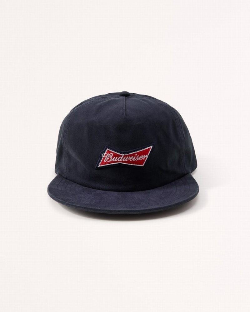 Abercrombie Budweiser Graphic Flat Bill Hatt Herr Marinblå  | 3029-PGJFI